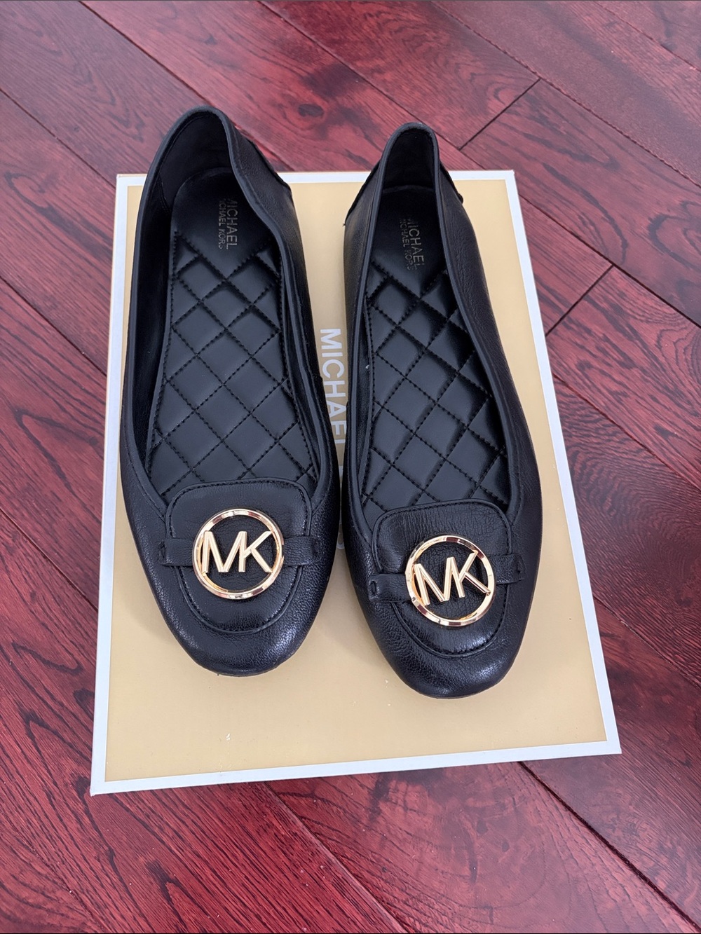Michael Kors Black Leather MK Logo Loafers